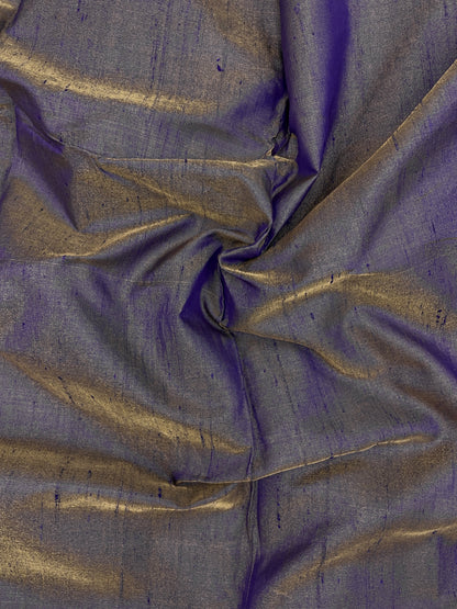 Pleasant Glorious Dark Purple Colored Pure Raw Silk Fabric