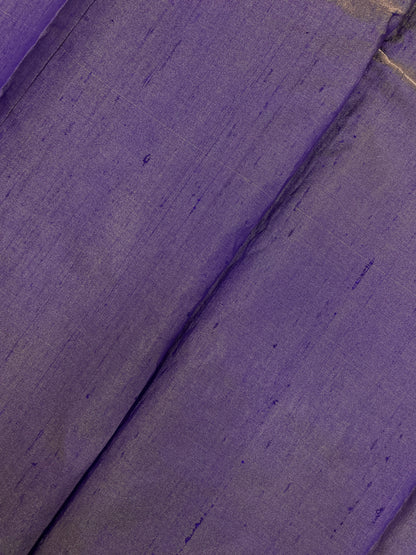 Pleasant Glorious Dark Purple Colored Pure Raw Silk Fabric