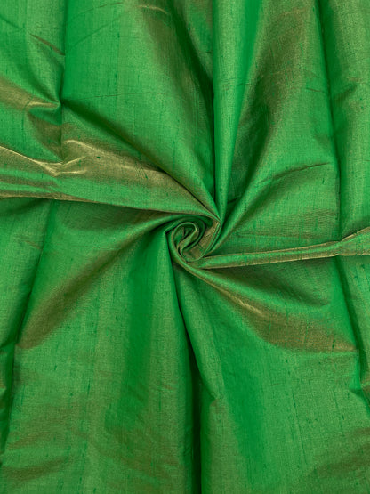 Beautiful Attractive Forest Green Colored Pure Raw Silk Fabric