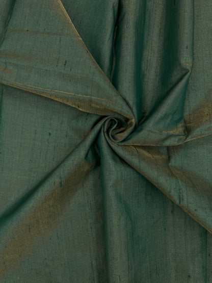 Elegant Fantastic Mehendi Dark Green Colored Pure Raw Silk Fabric