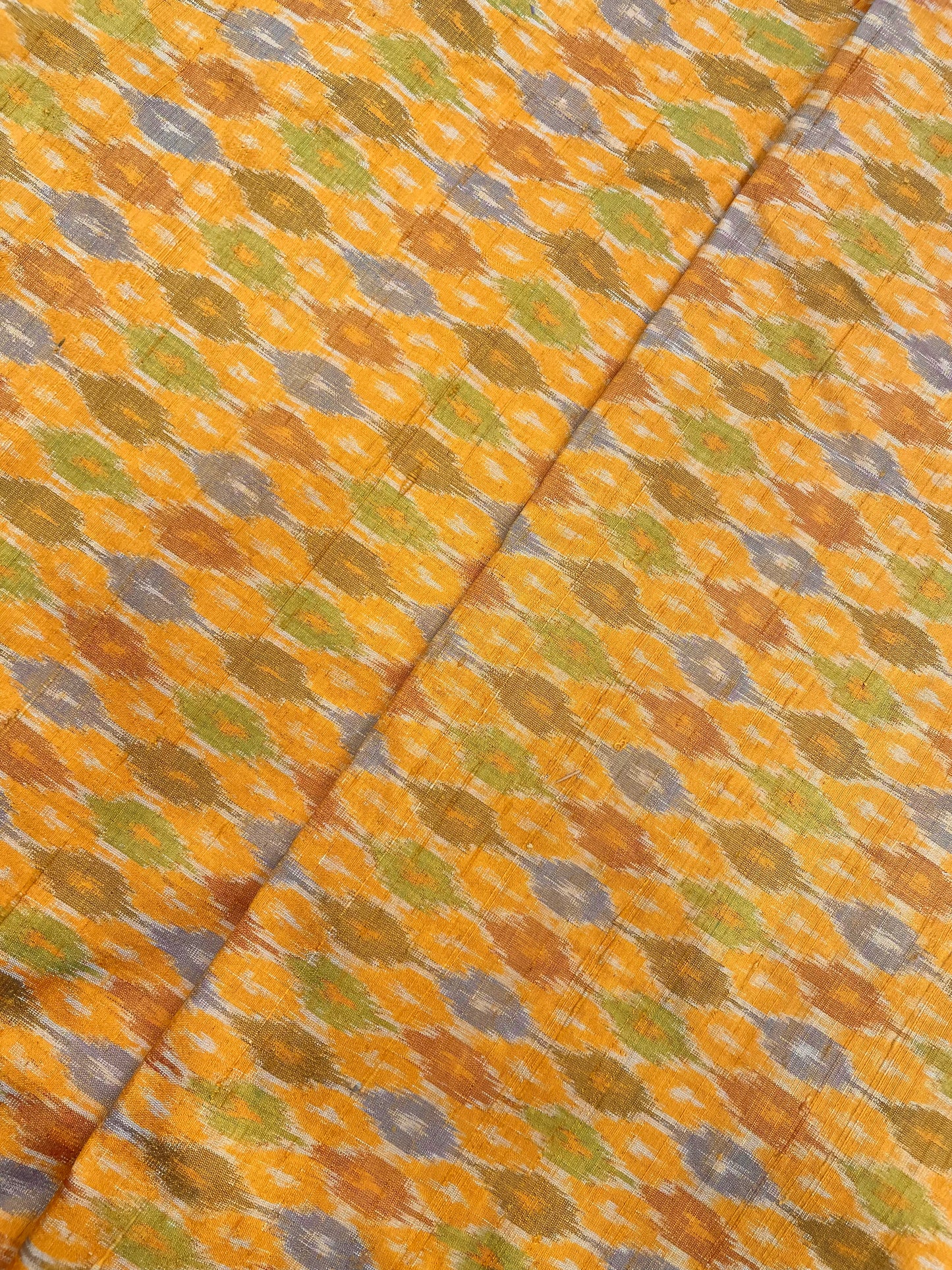 Beautiful Multicolor Traditional Leafy Print On Pure Raw Silk Ikat