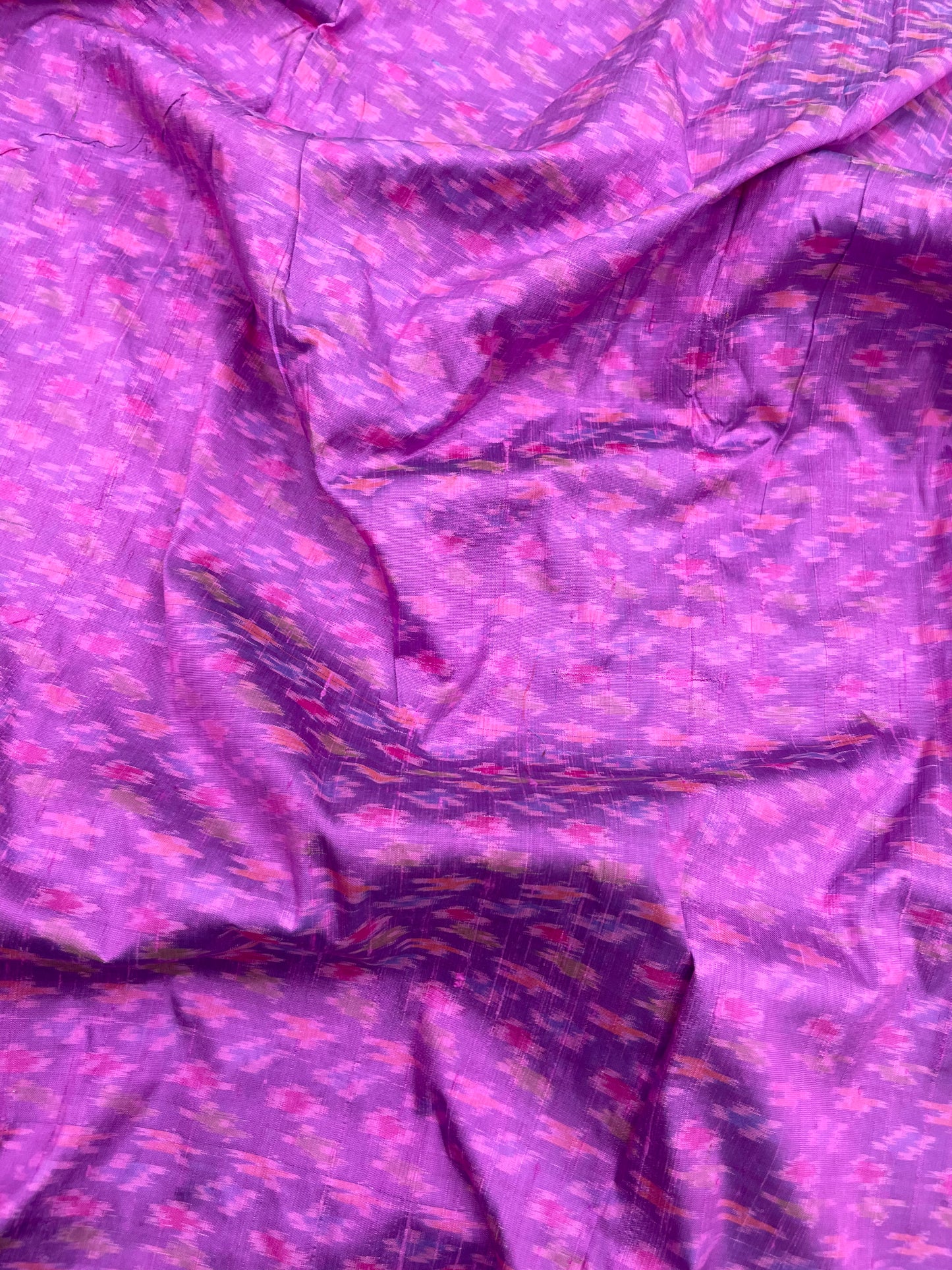 Vibrant Purple Gorgeous Print On Pure Raw Silk Ikat