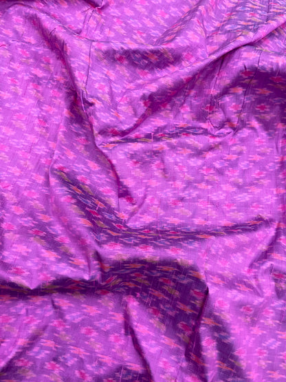 Vibrant Purple Gorgeous Print On Pure Raw Silk Ikat