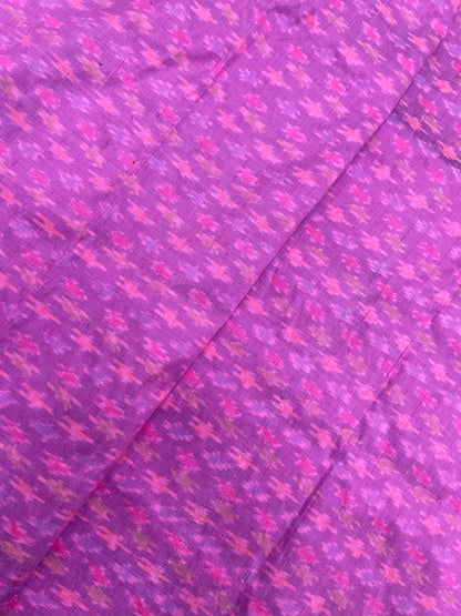 Vibrant Purple Gorgeous Print On Pure Raw Silk Ikat