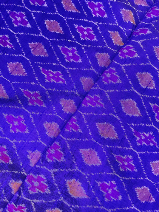 Gorgeous Purple Abstract And Diamond Shaped Pure Silk Ikat