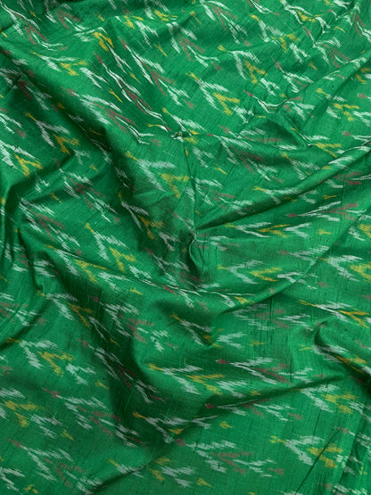 Vibrant Green Pretty Traditional Pure Raw Silk Ikat