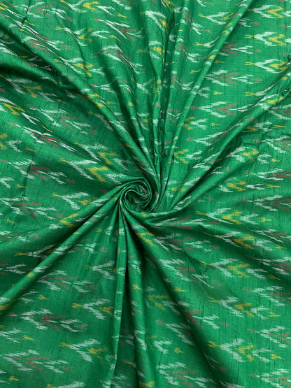 Vibrant Green Pretty Traditional Pure Raw Silk Ikat