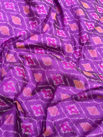 Purple Beautiful Traditional Pure Raw Silk Ikat