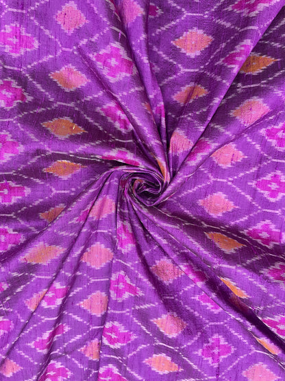 Purple Beautiful Traditional Pure Raw Silk Ikat