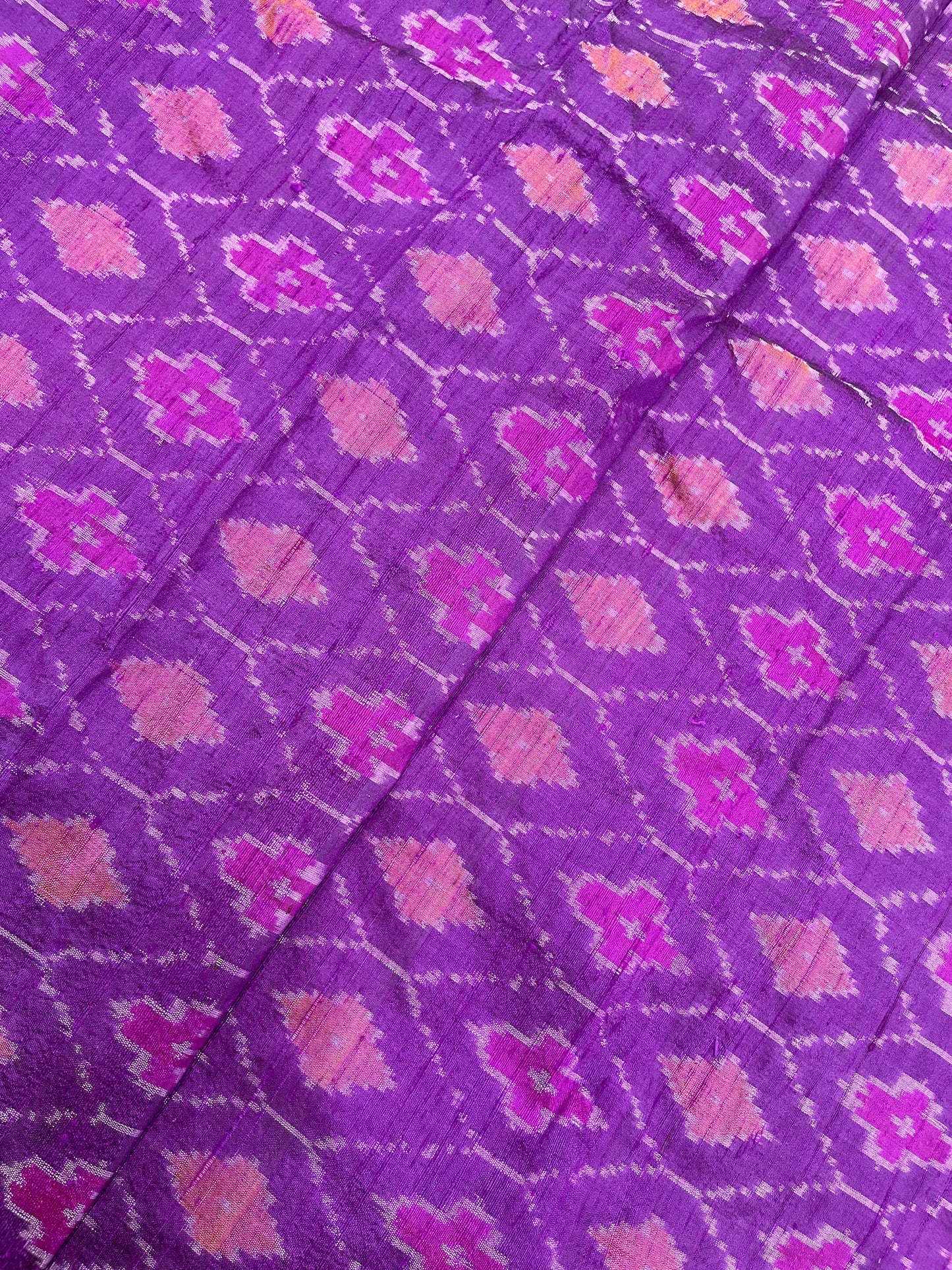 Purple Beautiful Traditional Pure Raw Silk Ikat