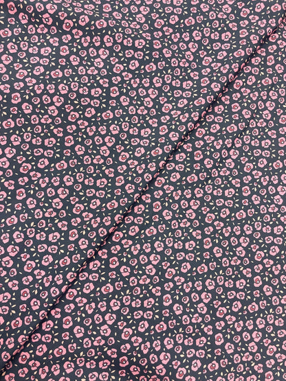 Amazing Beautiful Dainty Pink Floral Print On Muslin Fabric