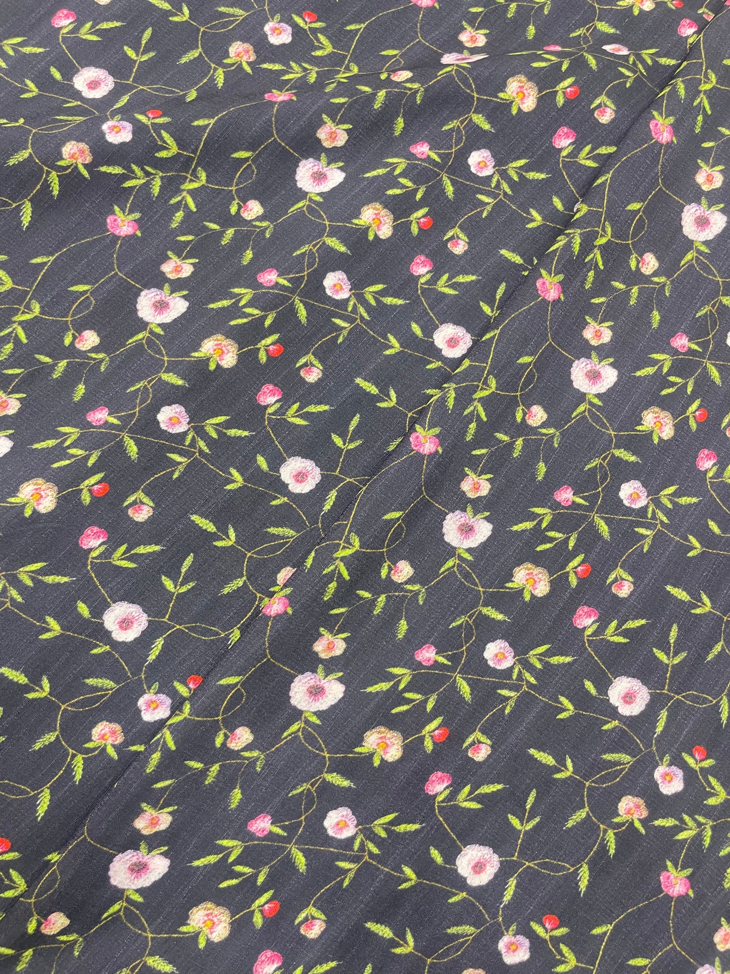 Perfect Pretty Bright Baby Pink Dainty Floral Print On Muslin Fabric