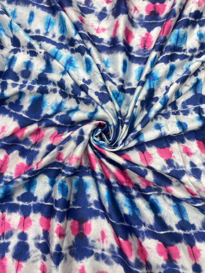 Unique Premium Trendy Multi Color Tye Dye Print On Muslin Fabric