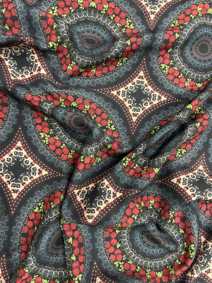 Exclusive Marvelous Traditional Round And Floral Print On Semi Tussar Fabric