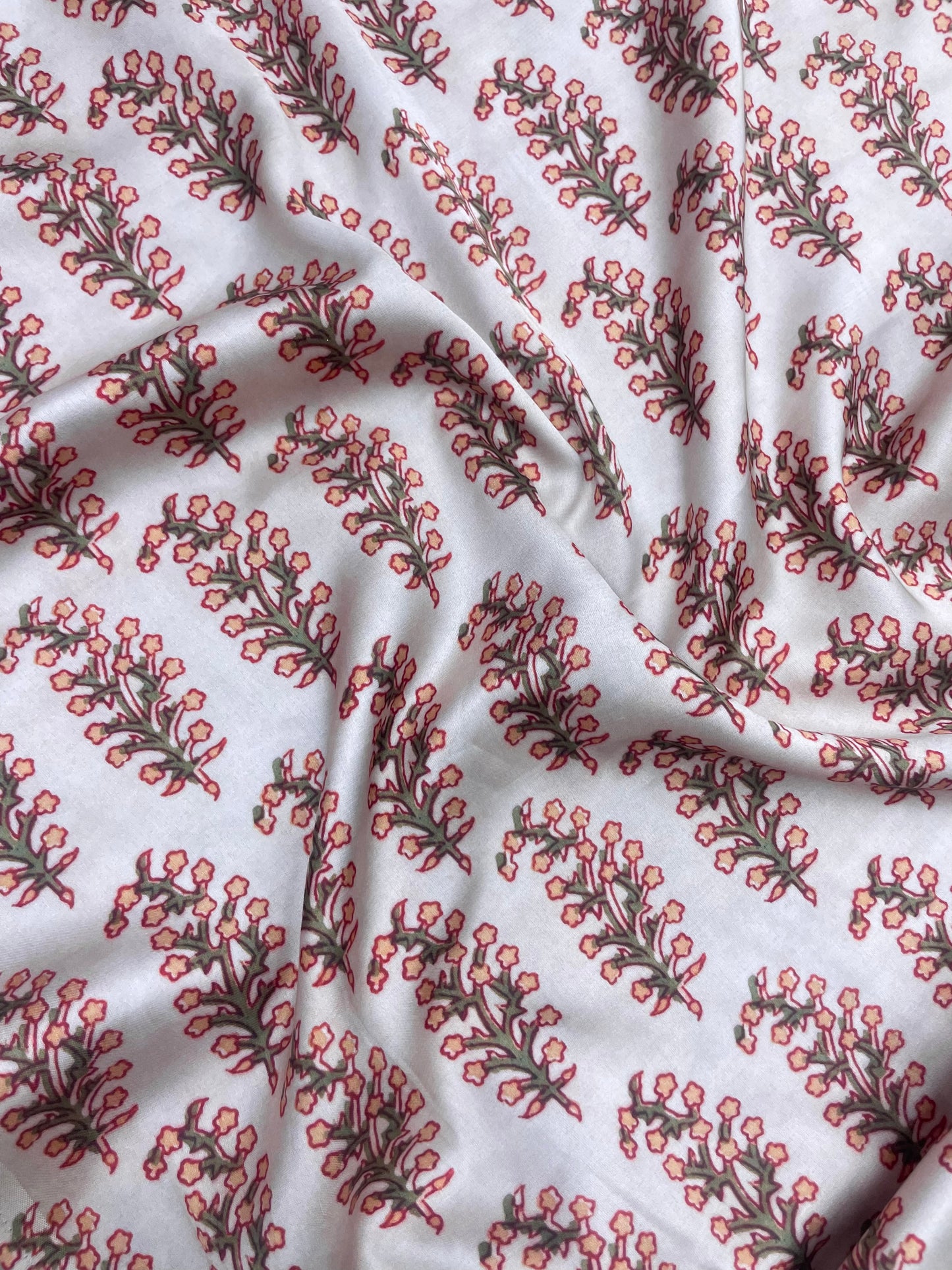 Subtle Yet Elegant Pastel Dainty Floral Print On Satin Fabric