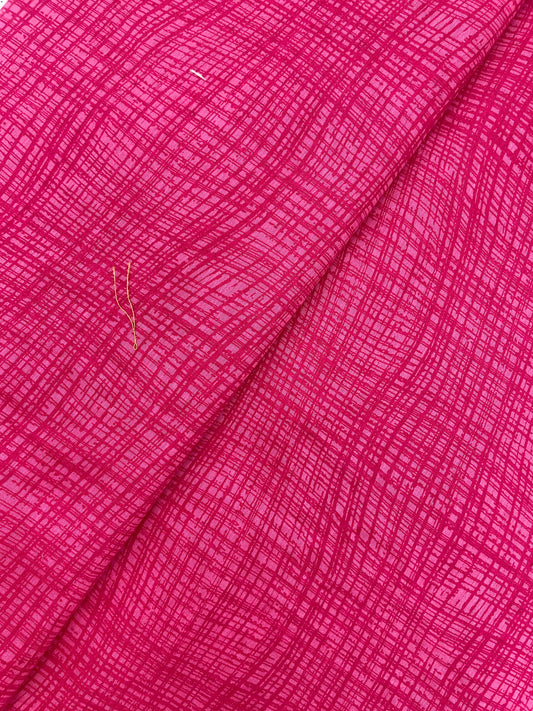 Elegant Exclusive Subtle Line Mesh Print On Pure Chanderi Fabric
