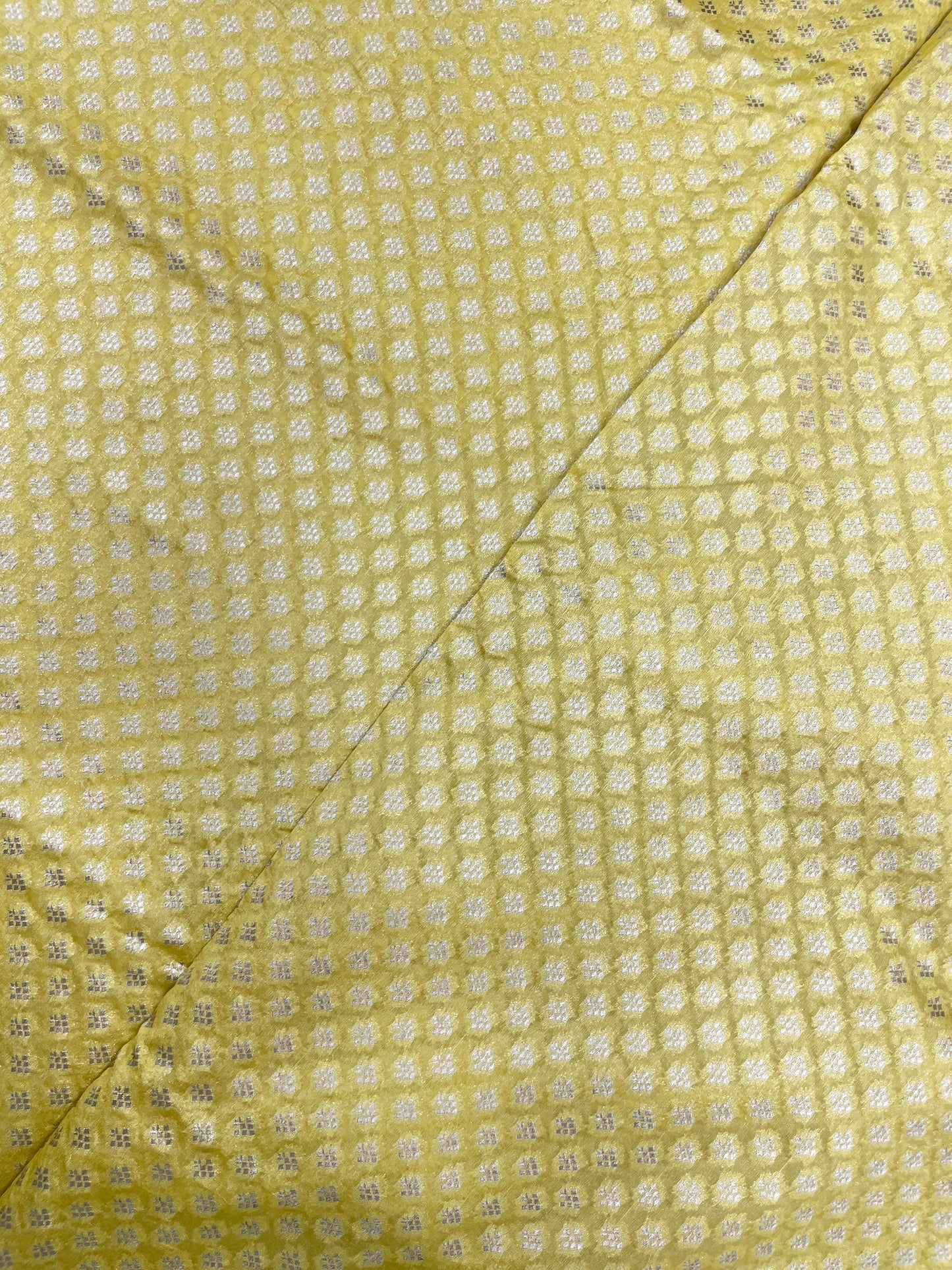 Pretty Adorable Dainty Golden Floral Zari Jacquard Weaving On Silk Organza Fabric