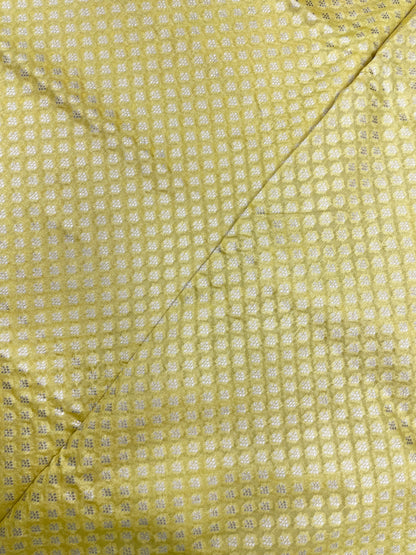 Pretty Adorable Dainty Golden Floral Zari Jacquard Weaving On Silk Organza Fabric