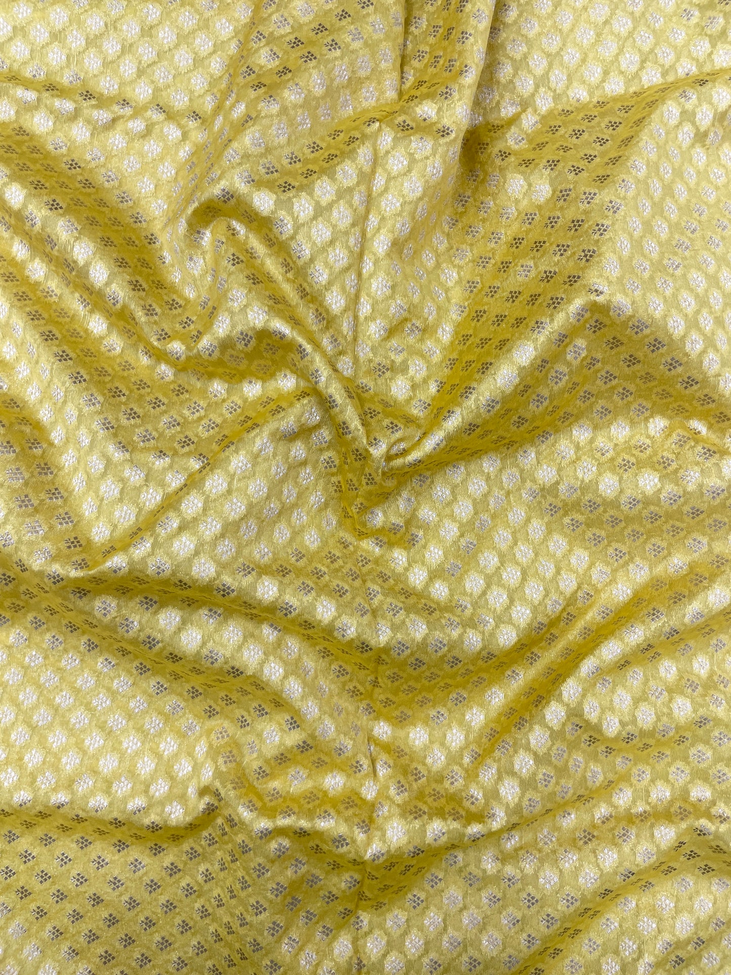 Pretty Adorable Dainty Golden Floral Zari Jacquard Weaving On Silk Organza Fabric