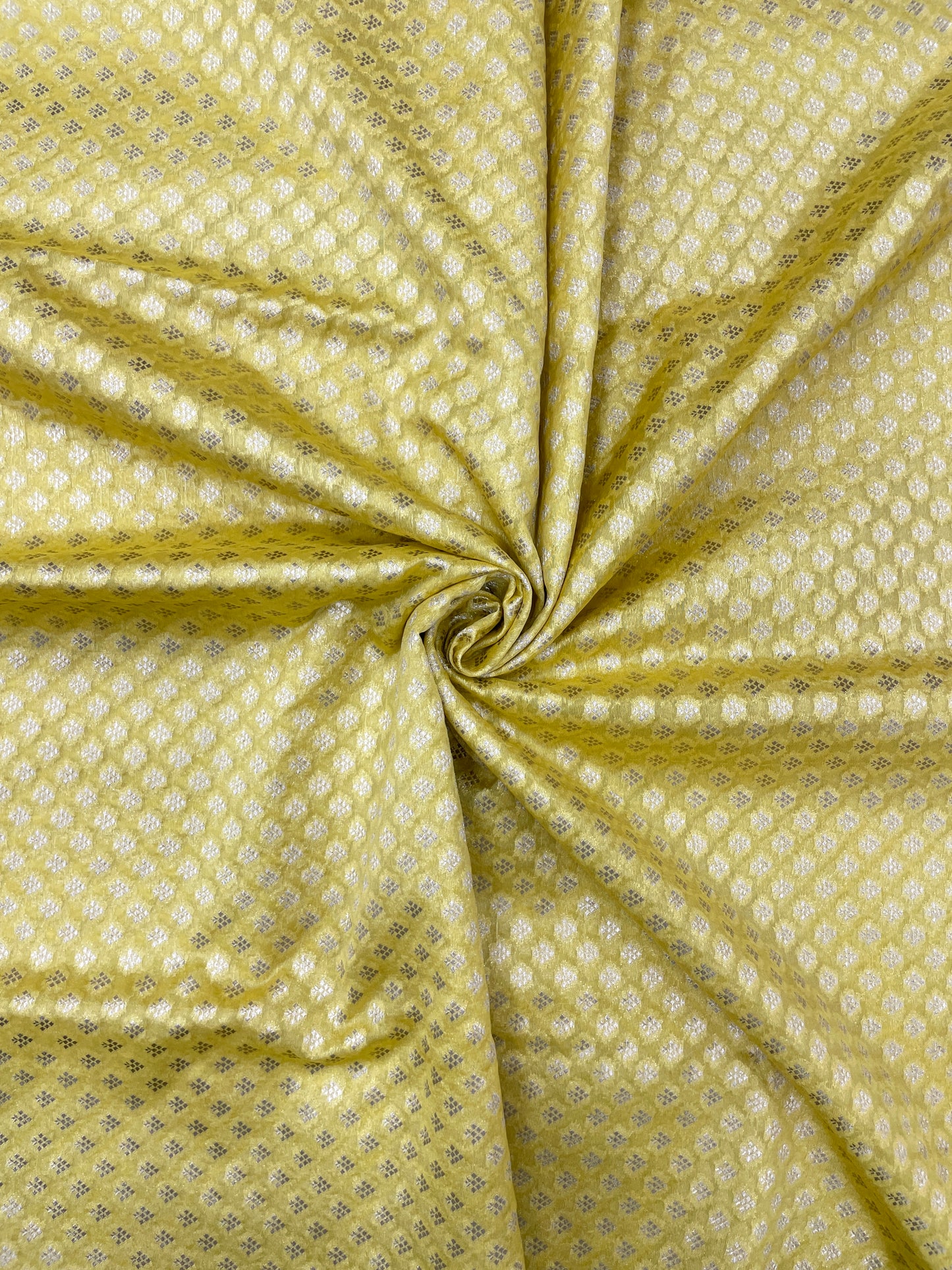 Pretty Adorable Dainty Golden Floral Zari Jacquard Weaving On Silk Organza Fabric