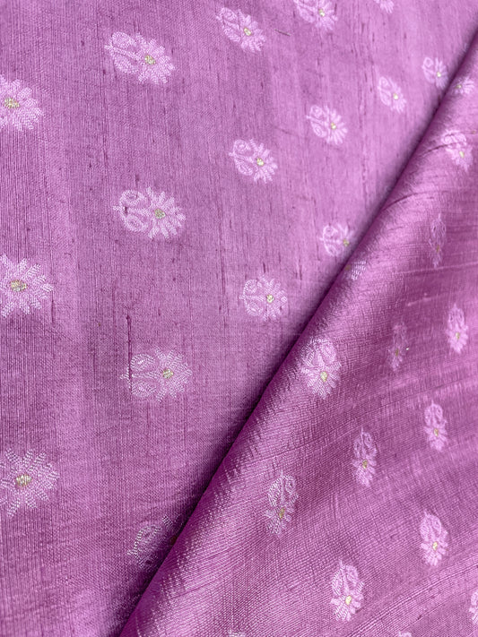 Unique Pretty Zari Butti Weaving On Pure Silk Fabric