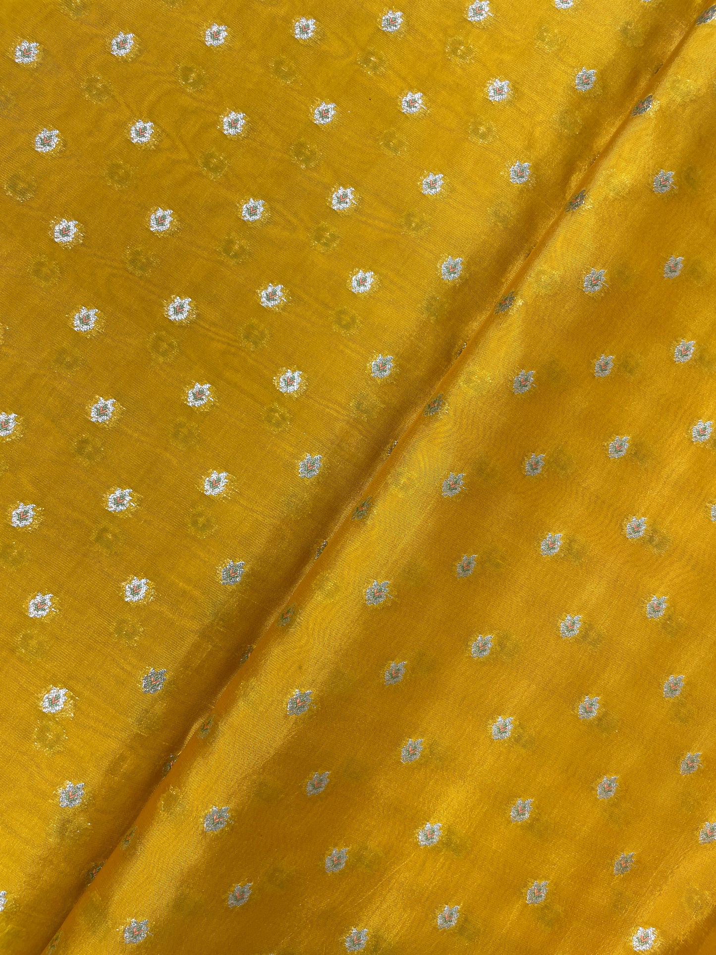 Adorable Premium Zari Weaving On Yellow Pure Silk Fabric