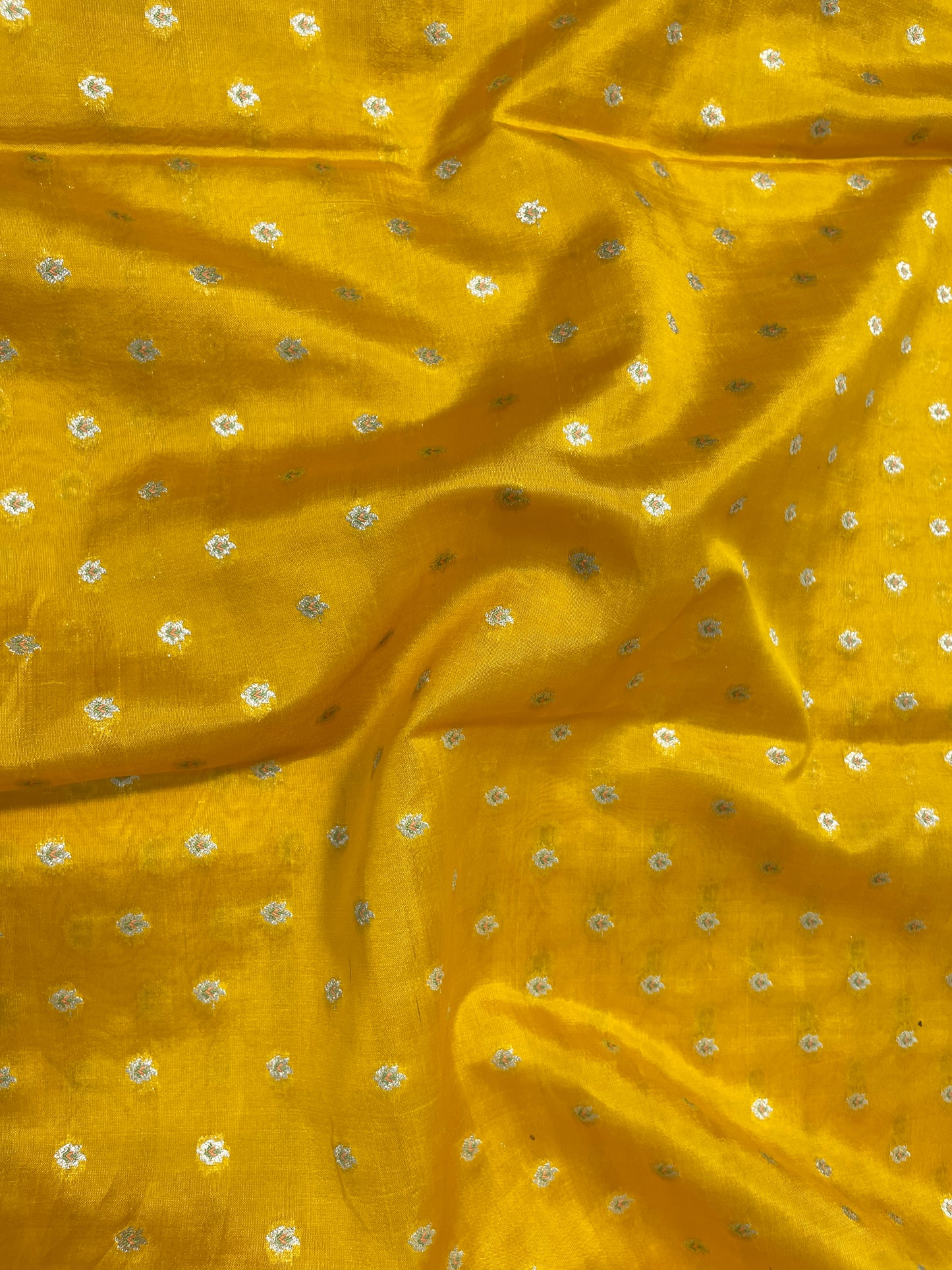 Adorable Premium Zari Weaving On Yellow Pure Silk Fabric