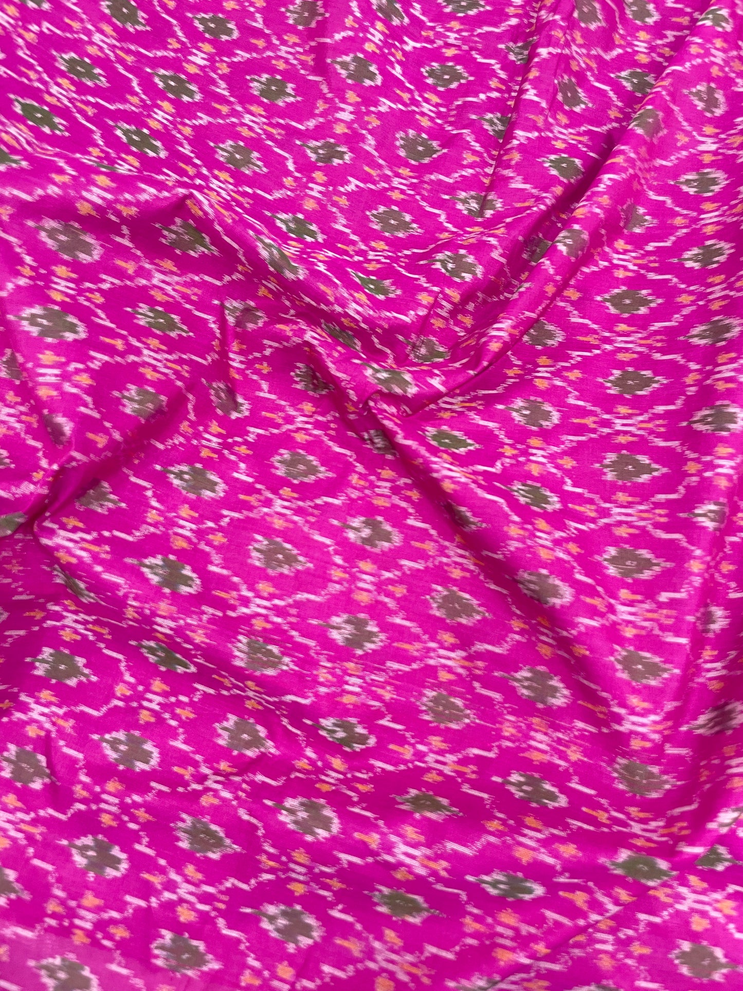 Brilliant Ethnic Delicate Print All Over Pink Silk Ikat Fabric