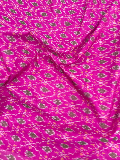 Brilliant Ethnic Delicate Print All Over Pink Silk Ikat Fabric