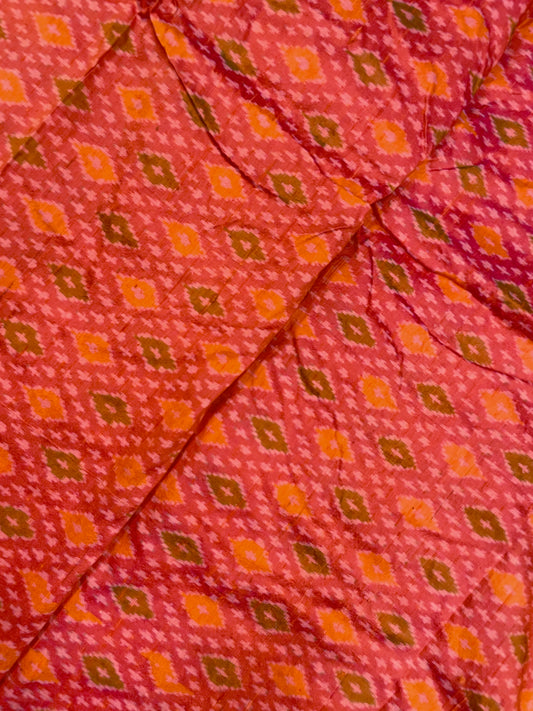 Eye Catching Diamond Shaped Colorful Weaving On Raw Silk Ikat