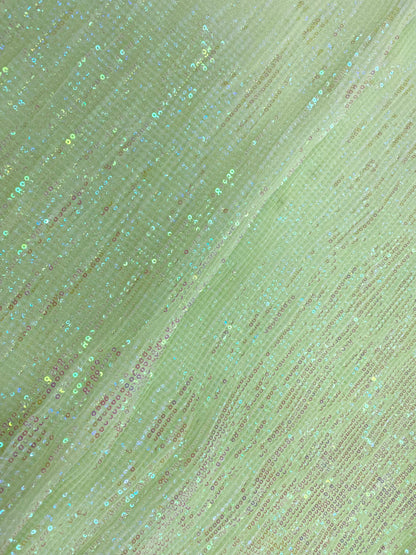 Amazing Pretty Exclusive Shiny Light Green Sequin Fabric