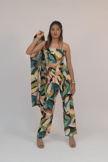 Abstract Print Co-ord Set With Jacket