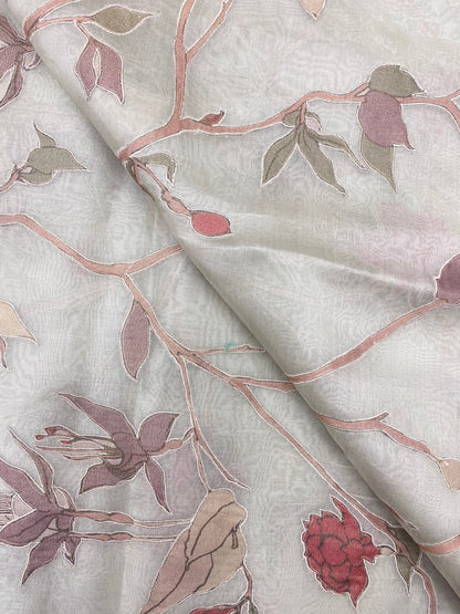 Silk Organza Patch Applique With Hand Embroidery (Colours Available) 44"Inch