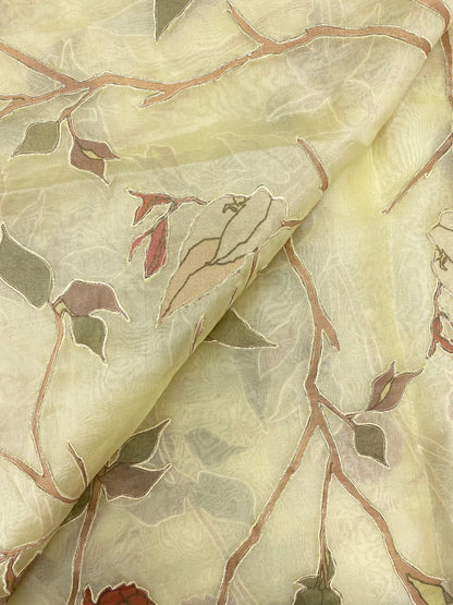 Silk Organza Patch Applique With Hand Embroidery (Colours Available) 44"Inch