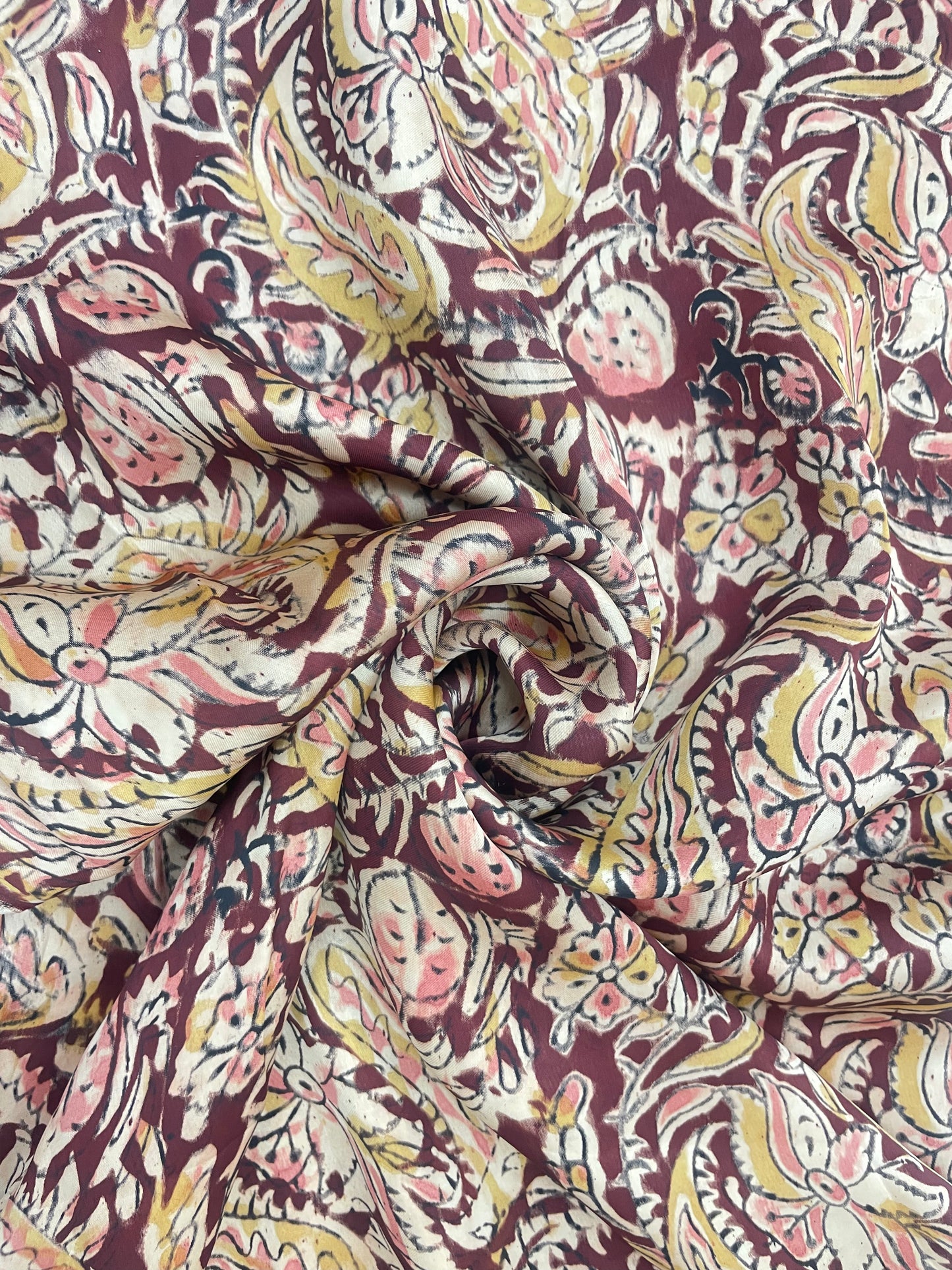 Beautiful Perfect Multi Color Floral Ajrak Block Print On Satin Fabric