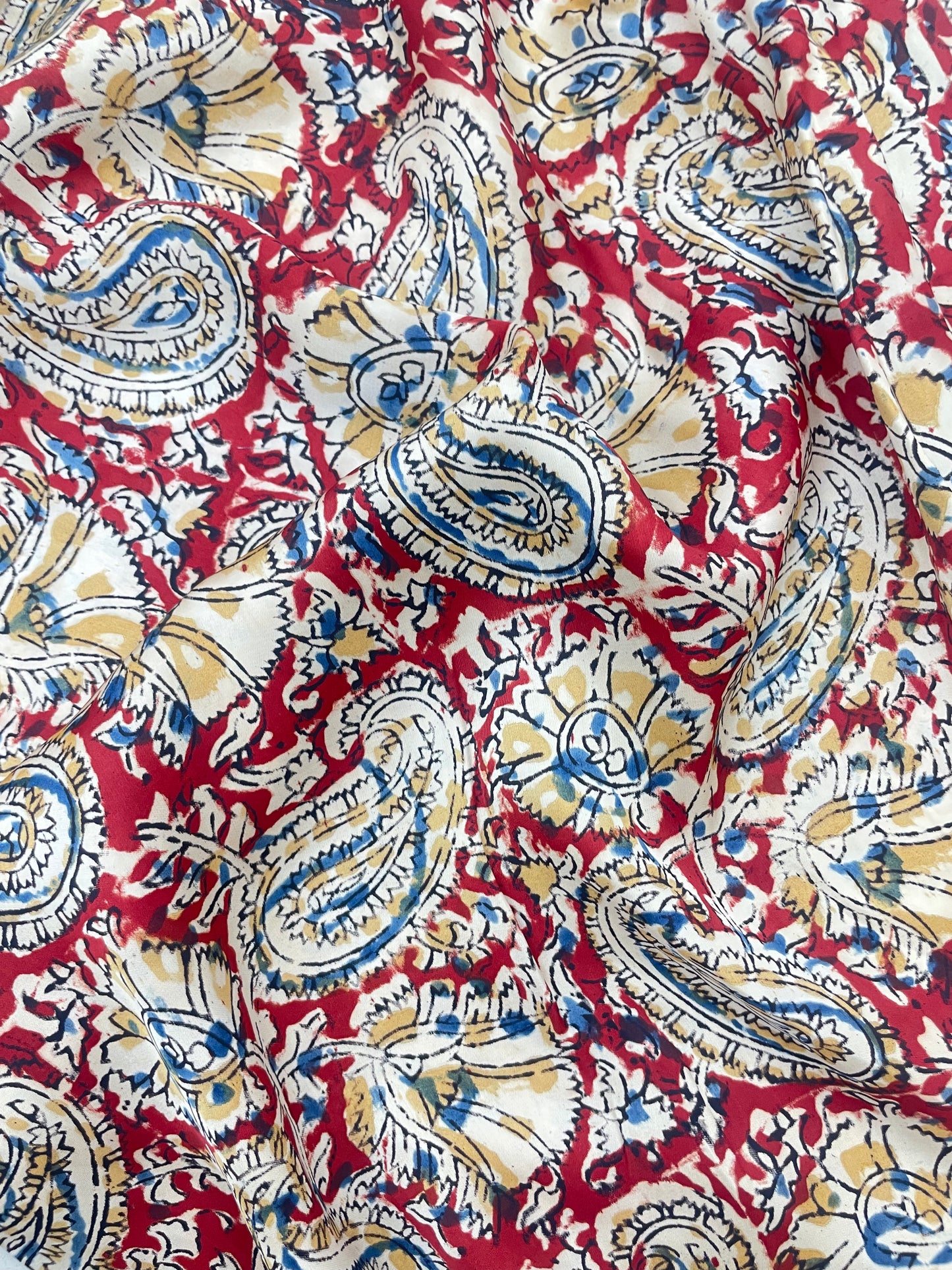 Marvelous Gorgeous Paisley Ethnic Ajrak Block Print On Satin Fabric