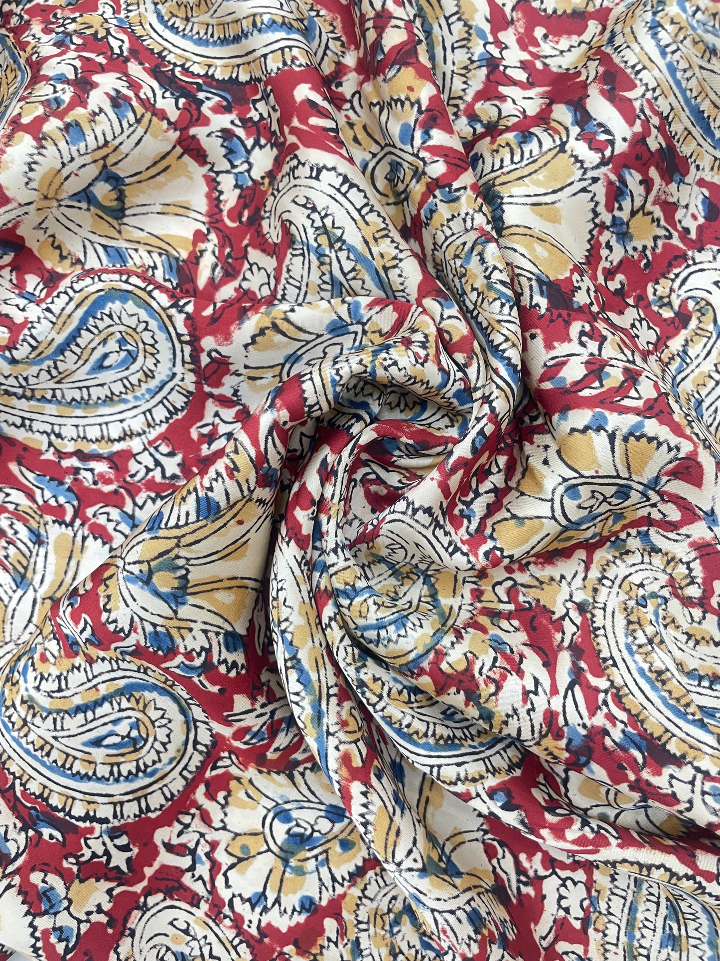 Marvelous Gorgeous Paisley Ethnic Ajrak Block Print On Satin Fabric