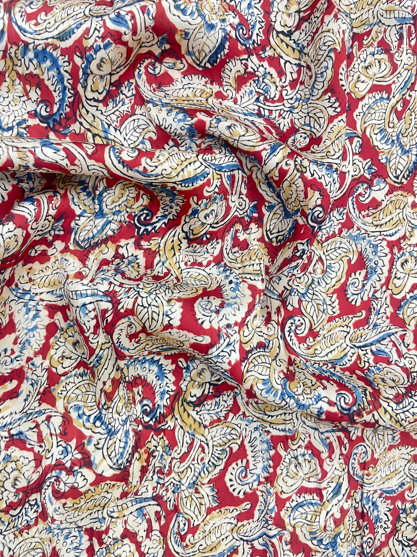 Gorgeous Luxurious Ethnic Ajrak Block Print On Satin Fabric