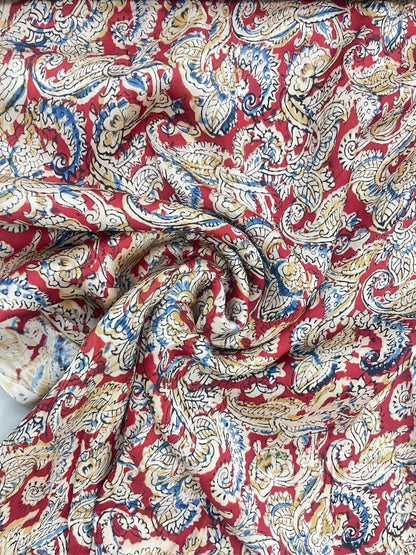 Gorgeous Luxurious Ethnic Ajrak Block Print On Satin Fabric