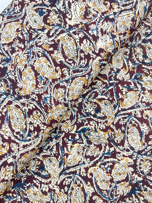 Classic Top Notch Maroon Colored Paisley Ajrak Block Print On Satin Fabric