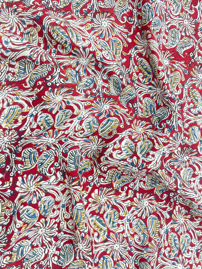 Pleasing Vibrant Traditional Paisley Multi Color Ajrak Block Print On Satin Print