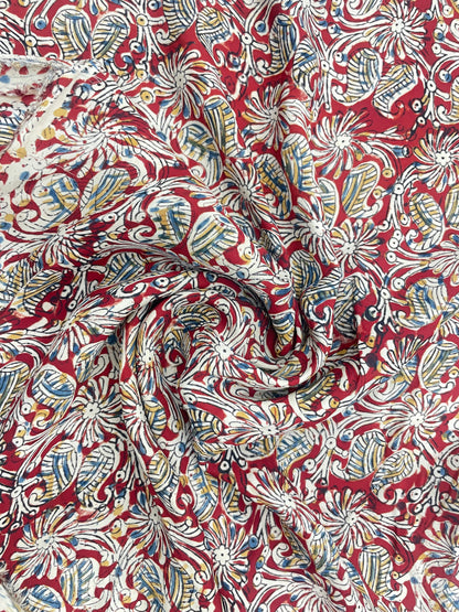 Pleasing Vibrant Traditional Paisley Multi Color Ajrak Block Print On Satin Print