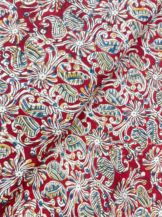 Pleasing Vibrant Traditional Paisley Multi Color Ajrak Block Print On Satin Print