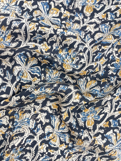 Top Notch Delicate Unique Floral Ajrak Block Print On Satin Fabric