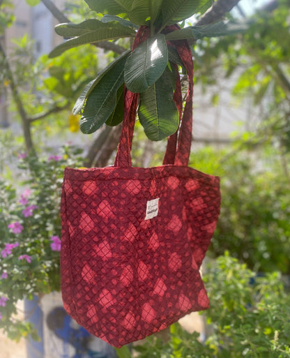 Adorable Unique Springy Print On Red Color Tote Bag