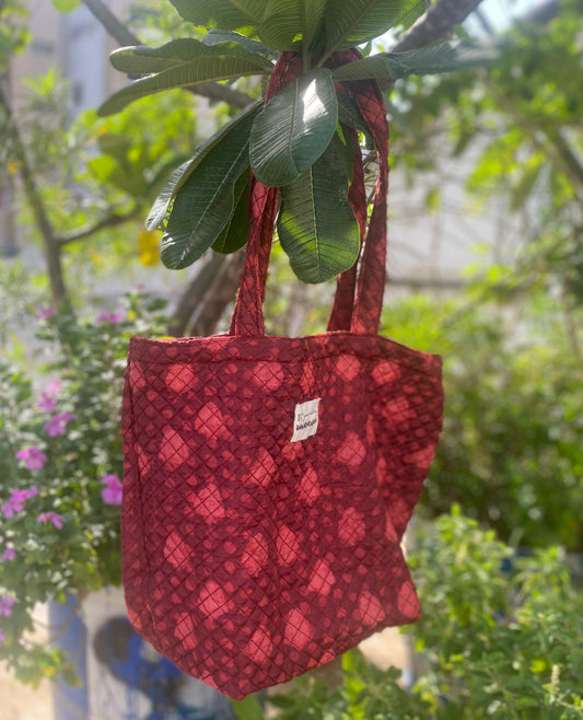 Adorable Unique Springy Print On Red Color Tote Bag