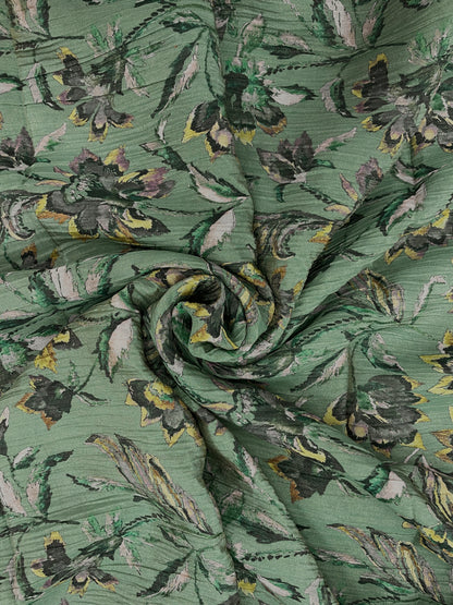 Exquisite Gorgeous Flower Print On Tissue Crush Fabric