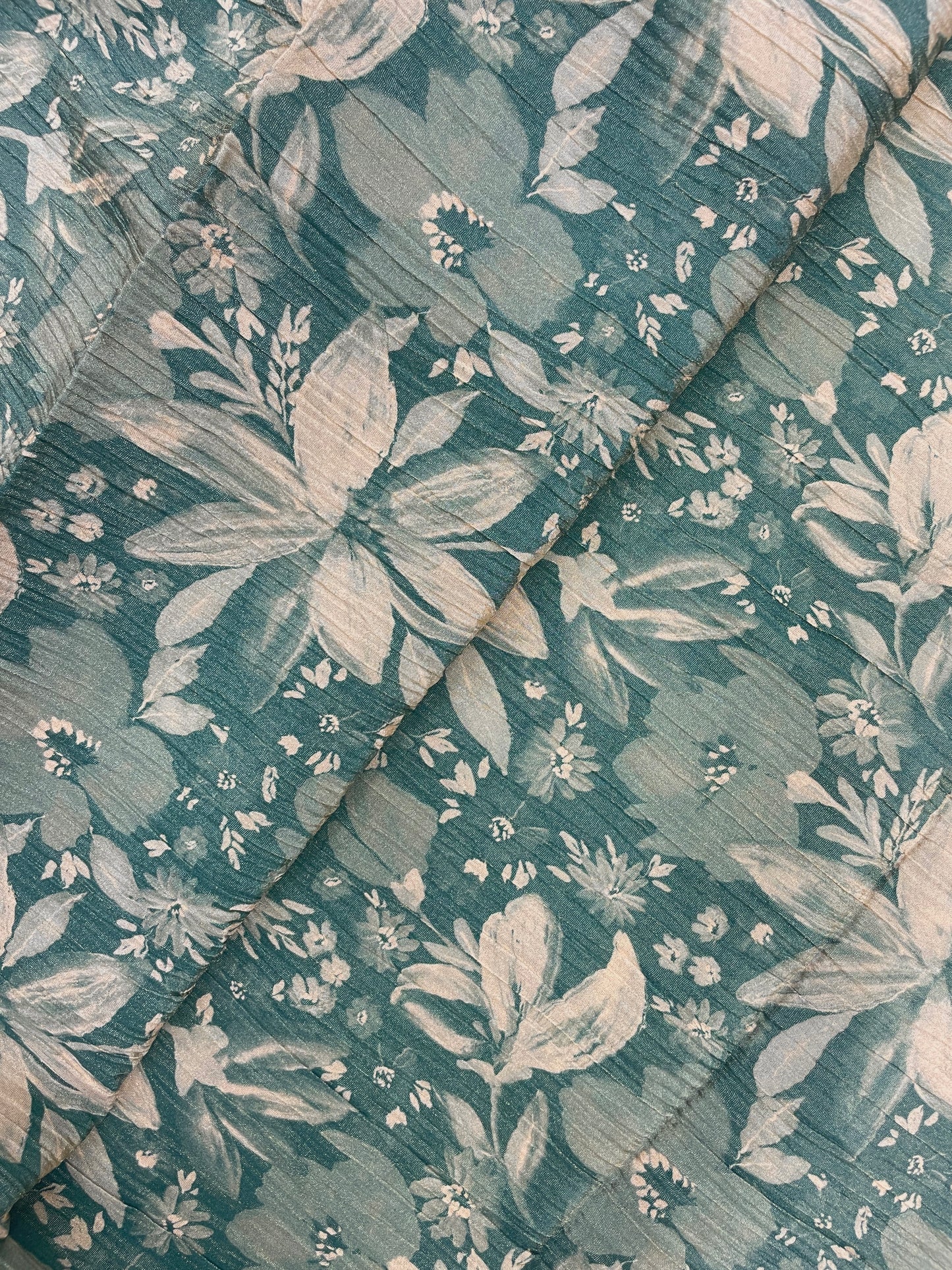 Subtle Eye Catching All Over Flower Print On Tissue Crush Fabric