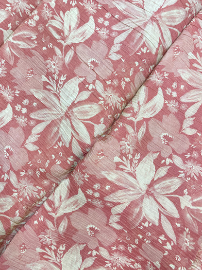 Subtle Eye Catching All Over Flower Print On Tissue Crush Fabric