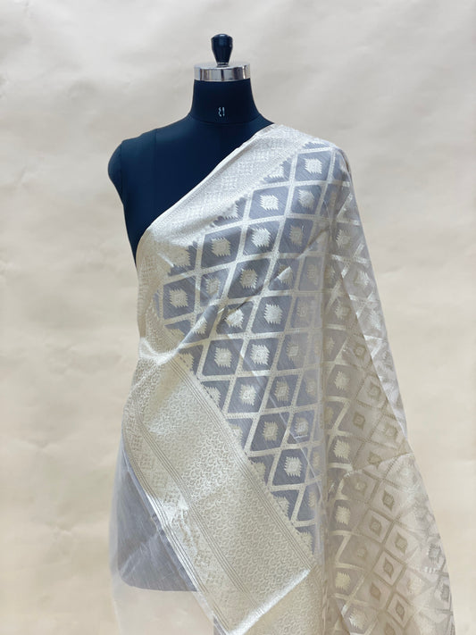 Beautiful Classic Ethnic Triangular Work On Tissue Dupatta